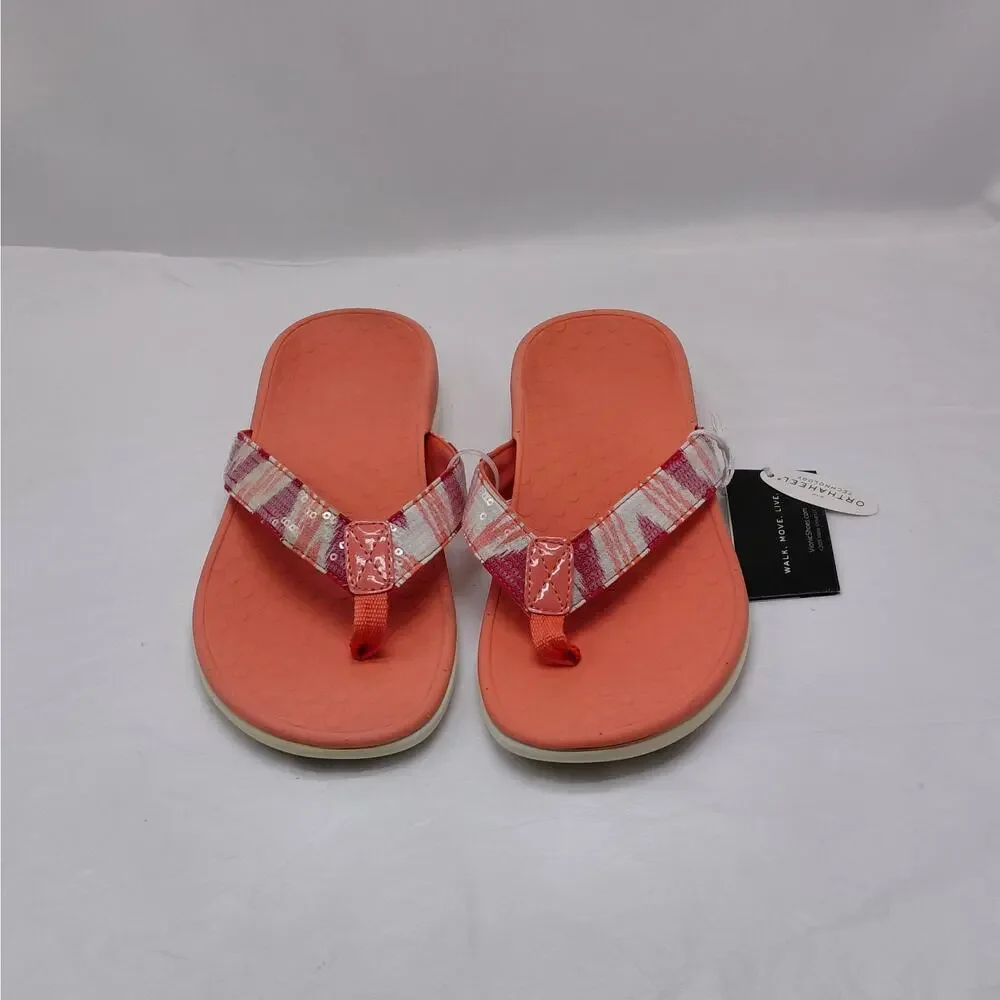 Vionic Womens Flip Flop Sandals Size 7 Sequin Comfort Vacation Resort Chic Flats